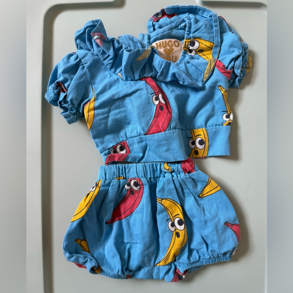 Hugo Love Tiki Kids Blue Cartoon Print Matching Set